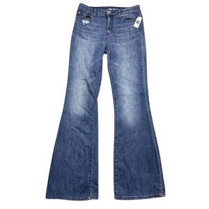 NWT GAP Women's High Rise Flare Jeans Size 6 Blue Medium Wash Distressed